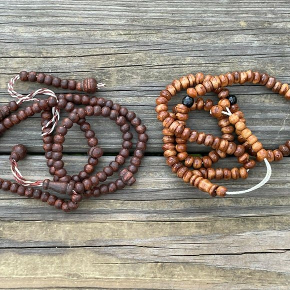 Lot of 2 Tasbeeh Genuine Wood Handmade Beads Islamic Religious Beads Tasbeh - Picture 3 of 16
